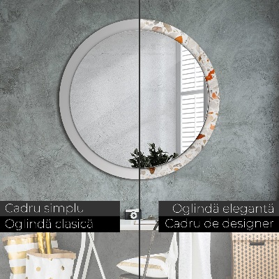 Round decorative wall mirror Terrazzo background