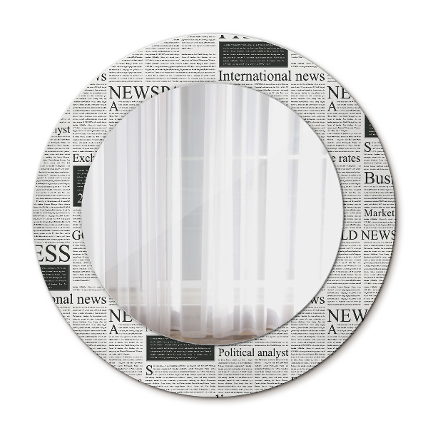 Round decorative wall mirror Newspaper pattern