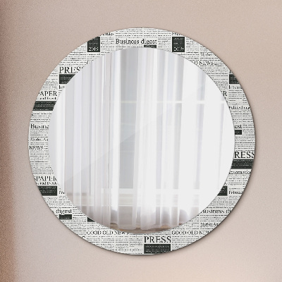 Round decorative wall mirror Newspaper pattern