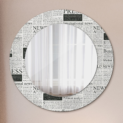 Round decorative wall mirror Newspaper pattern