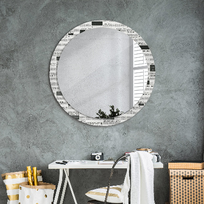 Round decorative wall mirror Newspaper pattern