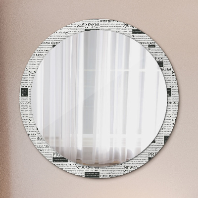 Round decorative wall mirror Newspaper pattern