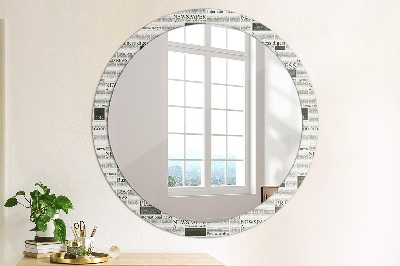 Round decorative wall mirror Newspaper pattern