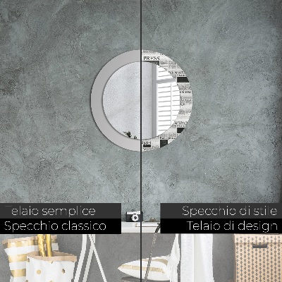 Round decorative wall mirror Newspaper pattern