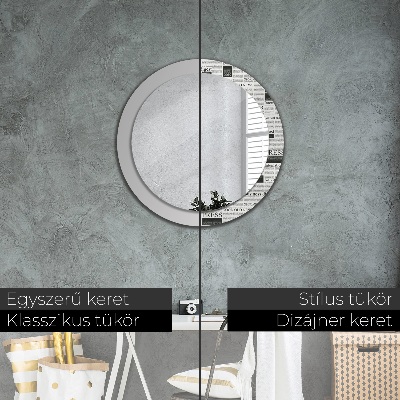 Round decorative wall mirror Newspaper pattern