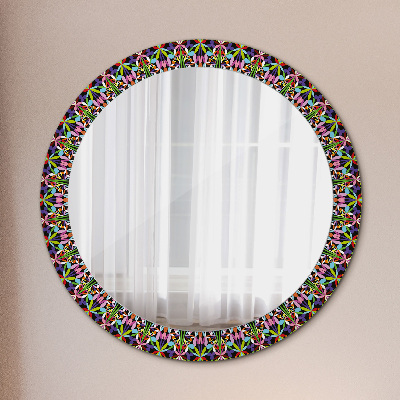 Round mirror printed frame Psychodelic mandala pattern