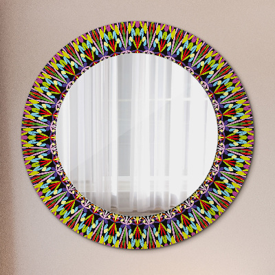 Round mirror printed frame Psychodelic mandala pattern