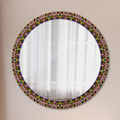 Round mirror printed frame Psychodelic mandala pattern