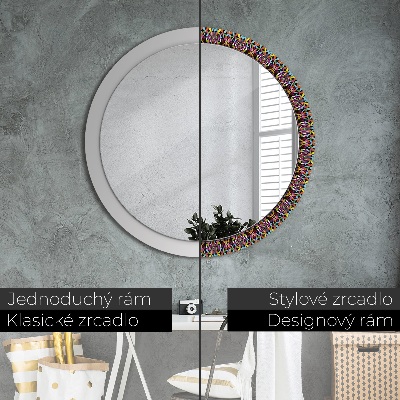 Round mirror printed frame Psychodelic mandala pattern