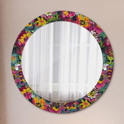 Round mirror print Hand painted flowers