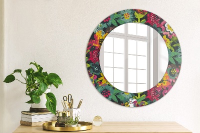 Round mirror print Hand painted flowers