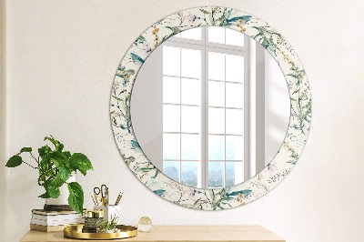 Round mirror decor Watercolor flowers