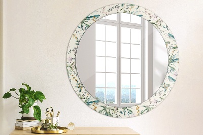 Round mirror decor Watercolor flowers