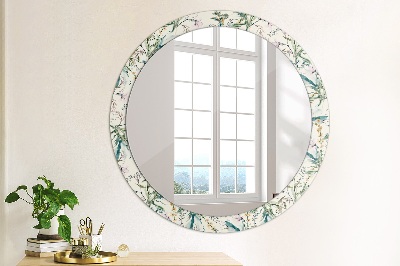 Round mirror decor Watercolor flowers