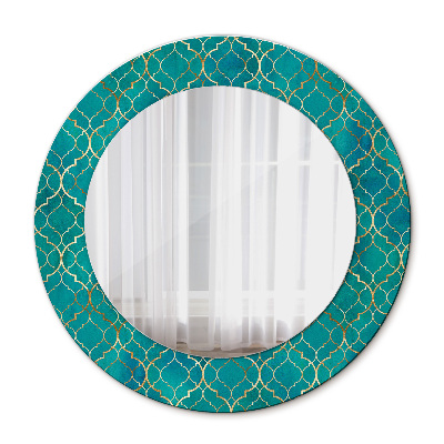 Round mirror decor Green and gold composition