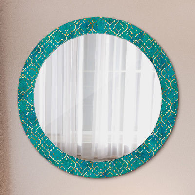 Round mirror decor Green and gold composition