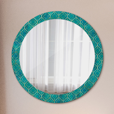 Round mirror decor Green and gold composition