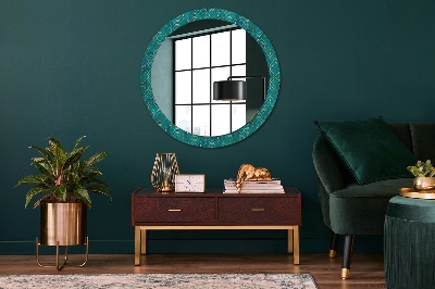 Round mirror decor Green and gold composition