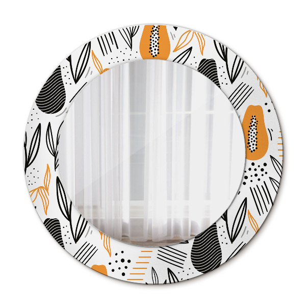 Round decorative wall mirror Papaya pattern