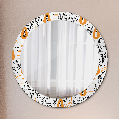 Round decorative wall mirror Papaya pattern