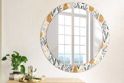 Round decorative wall mirror Papaya pattern