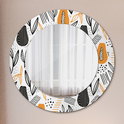 Round decorative wall mirror Papaya pattern