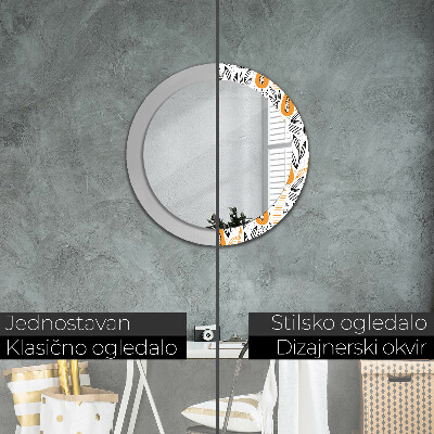 Round decorative wall mirror Papaya pattern