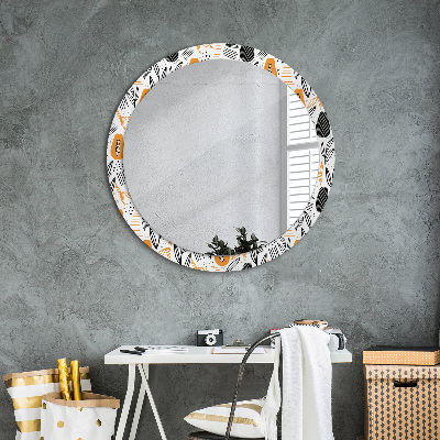 Round decorative wall mirror Papaya pattern