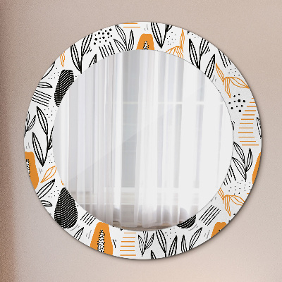 Round decorative wall mirror Papaya pattern