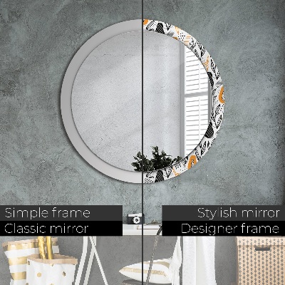 Round decorative wall mirror Papaya pattern