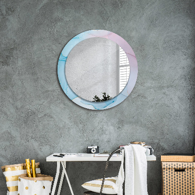 Round decorative wall mirror Modern marble texture