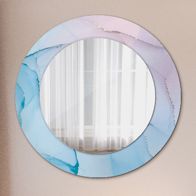 Round decorative wall mirror Modern marble texture