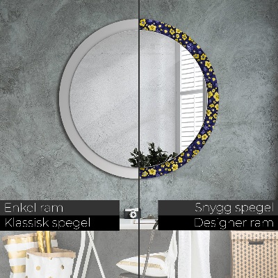 Round decorative wall mirror Cute small flowers