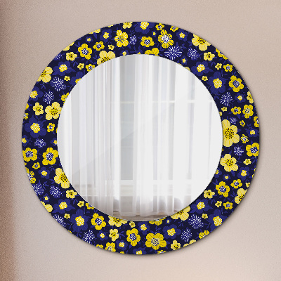 Round decorative wall mirror Cute small flowers