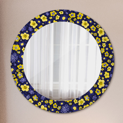 Round decorative wall mirror Cute small flowers