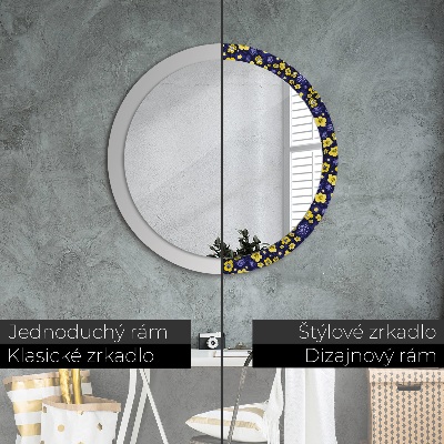 Round decorative wall mirror Cute small flowers