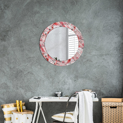 Round decorative wall mirror Flamingo pattern