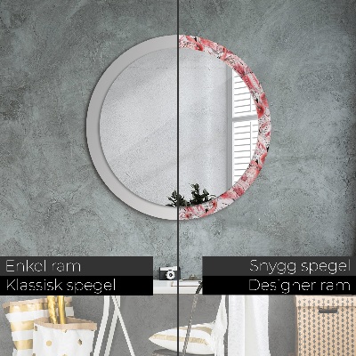 Round decorative wall mirror Flamingo pattern