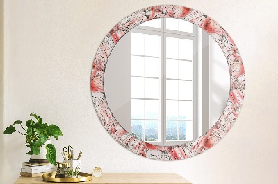 Round decorative wall mirror Flamingo pattern