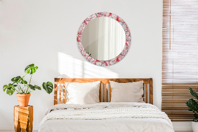 Round decorative wall mirror Flamingo pattern