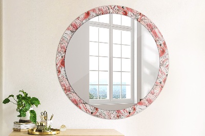 Round decorative wall mirror Flamingo pattern