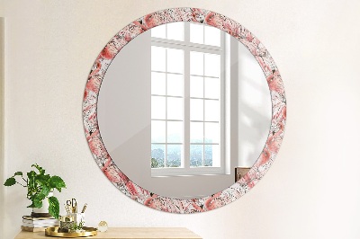 Round decorative wall mirror Flamingo pattern