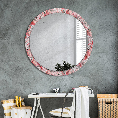 Round decorative wall mirror Flamingo pattern