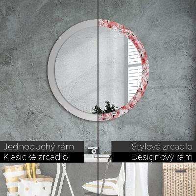 Round decorative wall mirror Flamingo pattern