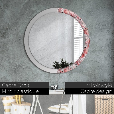 Round decorative wall mirror Flamingo pattern