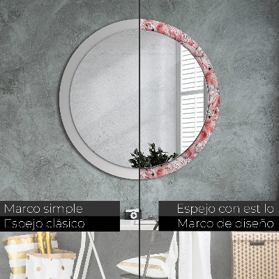 Round decorative wall mirror Flamingo pattern