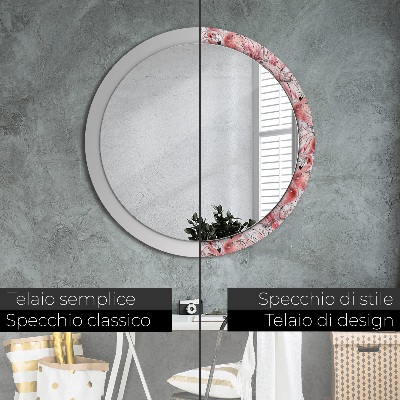 Round decorative wall mirror Flamingo pattern