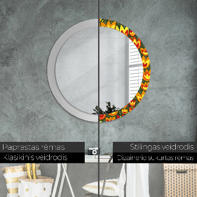 Round decorative wall mirror Retro tulips