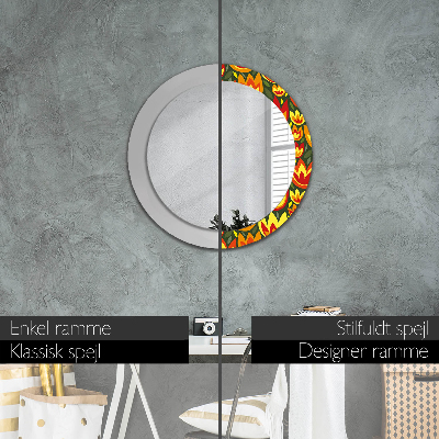 Round decorative wall mirror Retro tulips