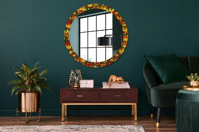 Round decorative wall mirror Retro tulips